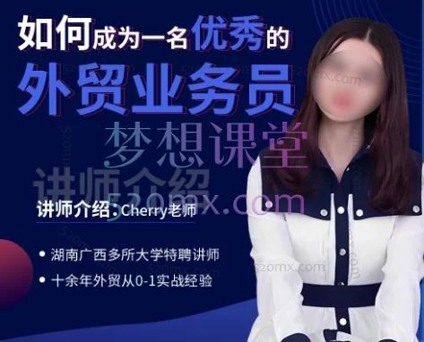 Cherry老师:如何成为一名优秀的外贸业务员,十余年外贸从0-1实战经验跨境课程-外贸教程-精品网课-电商运营课库课堂