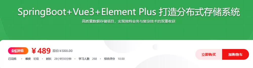 SpringBoot+Vue3+Element Plus 打造私人分布式存储系统：全栈实战项目课跨境课程-外贸教程-精品网课-电商运营课库课堂