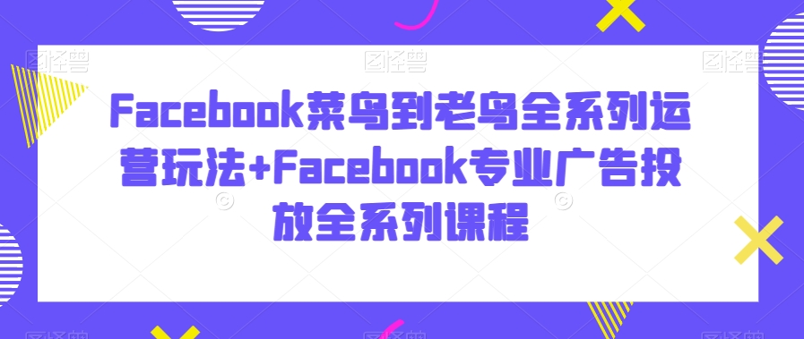 Facebook广告投放菜鸟到老鸟系列课程跨境课程-外贸教程-精品网课-电商运营课库课堂