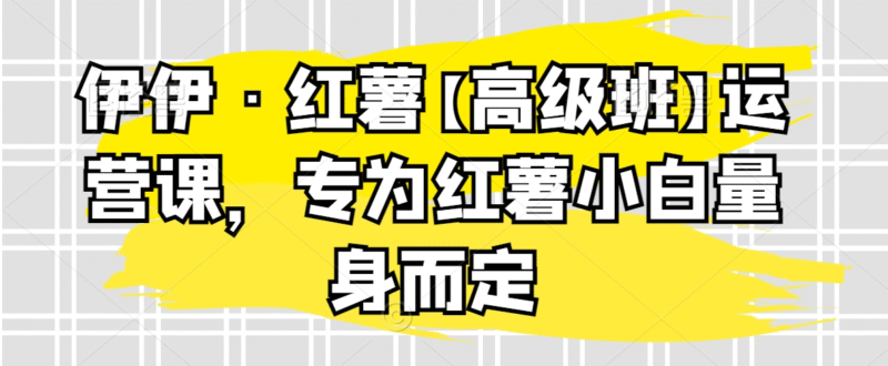 伊伊红薯高级班运营课 纹绣师小红书小白教程跨境课程-外贸教程-精品网课-电商运营课库课堂