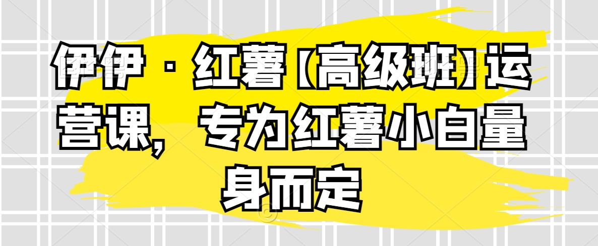 伊伊红薯高级班运营课 纹绣师小红书小白教程跨境课程-外贸教程-精品网课-电商运营课库课堂