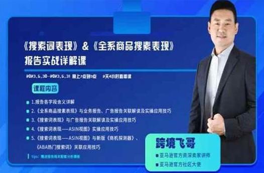 跨境飞哥亚马逊全系商品搜索表现 & 搜索词表现课程:透视关键词,数据化优化运营