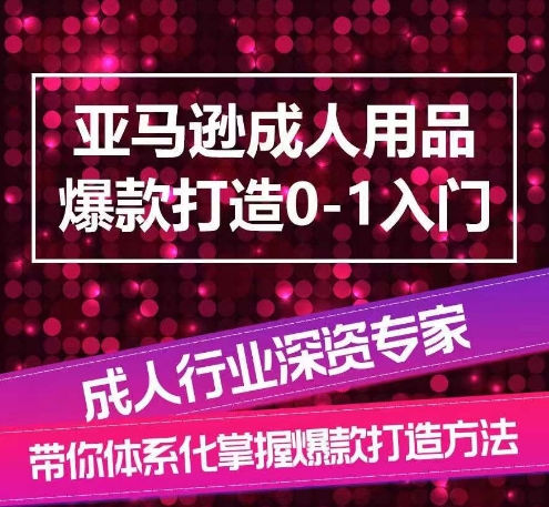 亚马逊成人用品爆款打造 0-1 入门课程：系统掌握爆品从 0 到 1 打造技能跨境课程-外贸教程-精品网课-电商运营课库课堂