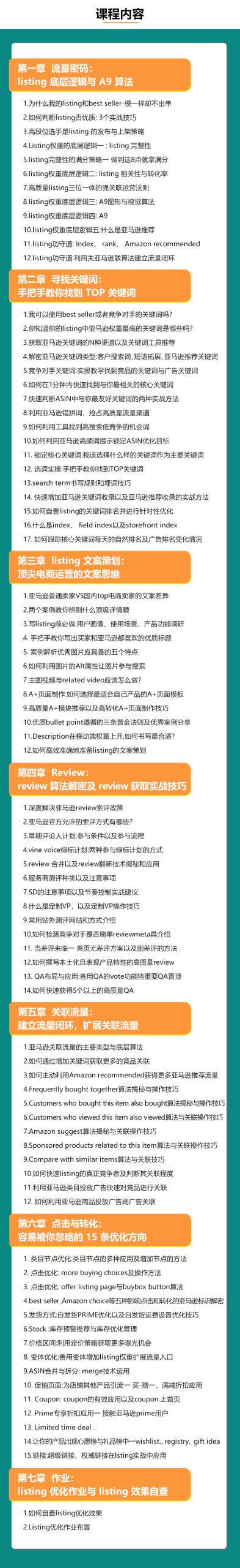 Moonsees 亚马逊 Listing 优化高阶课程：A9 算法与高转化 Listing 实战指南