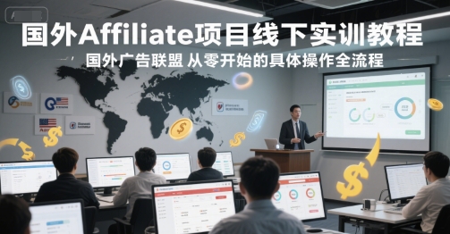 国外Affiliate项目线下实训教程，国外广告联盟从零开始的具体操作全流程跨境课程-外贸教程-精品网课-电商运营课库课堂