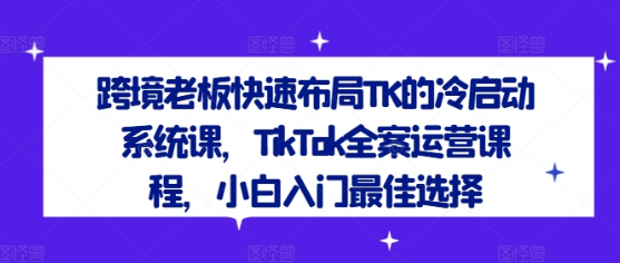 跨境老板快速布局 TK 的冷启动系统课：价值 8800 元的从新手到高手指南
