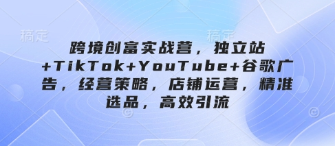 2025交个朋友出海课，跨境创富集训实战营+TikTok+YouTube+谷歌广告经营策略，店铺运营，精准选品，高效引流，全链路盈利逻辑！跨境课程-外贸教程-精品网课-电商运营课库课堂
