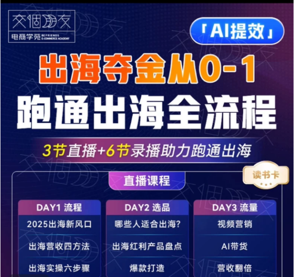 交个朋友-出海夺金从0-1跑通出海全流程，3天实战出海课跨境课程-外贸教程-精品网课-电商运营课库课堂