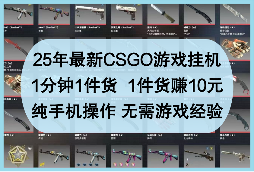 25年最新CSGO游戏挂机，1分钟1件货，1件货赚10元，纯手机操作，无需游戏经验跨境课程-外贸教程-精品网课-电商运营课库课堂