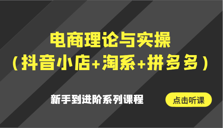 电商理论与实操（抖音小店+淘系+拼多多）新手到进阶系列课程跨境课程-外贸教程-精品网课-电商运营课库课堂