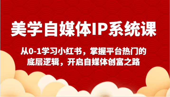 美学自媒体IP系统课-从0-1学习小红书，掌握平台热门的底层逻辑，开启自媒体创富之路跨境课程-外贸教程-精品网课-电商运营课库课堂