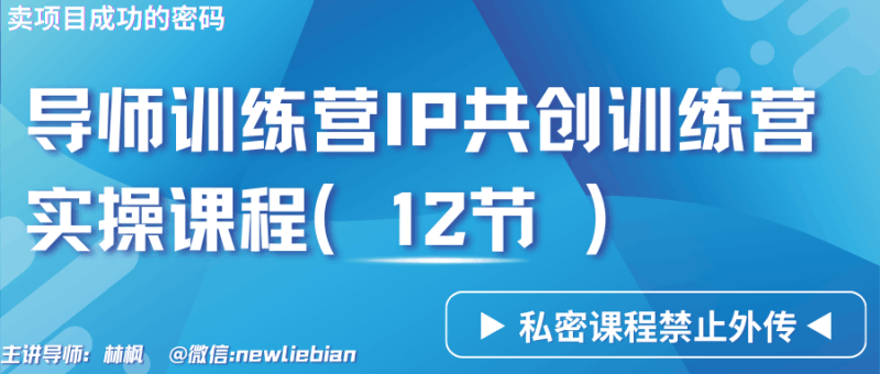 导师训练营3.0IP共创训练营私密实操课程（12节）-卖项目的密码成功秘诀跨境课程-外贸教程-精品网课-电商运营课库课堂