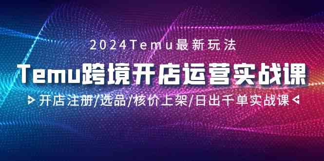 2024Temu跨境开店运营实战课，开店注册/选品/核价上架/日出千单实战课跨境课程-外贸教程-精品网课-电商运营课库课堂