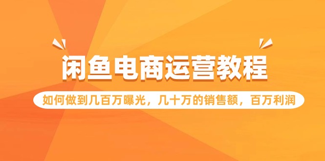 闲鱼电商运营教程：如何做到几百万曝光，几十万的销售额，百万利润跨境课程-外贸教程-精品网课-电商运营课库课堂