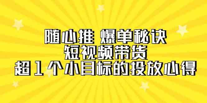 随心推爆单秘诀，短视频带货-超1个小目标的投放心得（7节视频课）跨境课程-外贸教程-精品网课-电商运营课库课堂