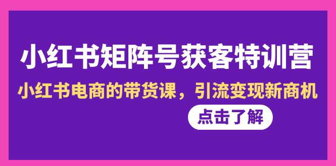 小红书-矩阵号获客特训营-第10期，小红书电商的带货课，引流变现新商机跨境课程-外贸教程-精品网课-电商运营课库课堂