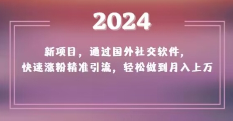 2024新项目，通过国外社交软件，快速涨粉精准引流，轻松做到月入上万【揭秘】跨境课程-外贸教程-精品网课-电商运营课库课堂