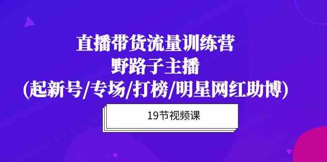 直播带货流量特训营，野路子主播(起新号/专场/打榜/明星网红助博)跨境课程-外贸教程-精品网课-电商运营课库课堂