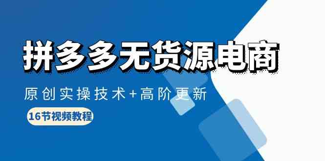 拼多多无货源电商，原创实操技术+高阶更新（16节视频教程）跨境课程-外贸教程-精品网课-电商运营课库课堂