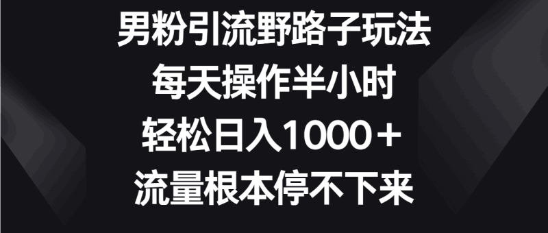 男粉引流野路子玩法，每天操作半小时轻松日入1000＋，流量根本停不下来跨境课程-外贸教程-精品网课-电商运营课库课堂