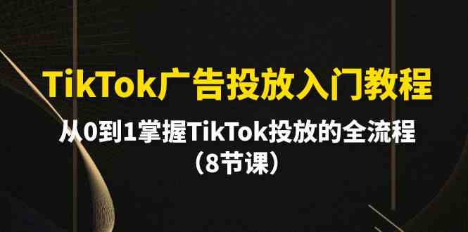 TikTok广告投放入门教程，从0到1掌握TikTok投放的全流程（8节课）跨境课程-外贸教程-精品网课-电商运营课库课堂