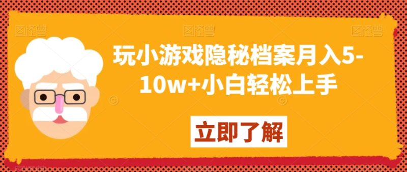 玩小游戏隐秘档案月入5-10w+小白轻松上手【揭秘】跨境课程-外贸教程-精品网课-电商运营课库课堂