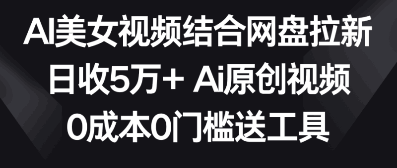 AI美女视频结合网盘拉新，日收5万+两分钟一条Ai原创视频，0成本0门槛送工具跨境课程-外贸教程-精品网课-电商运营课库课堂