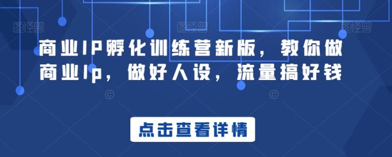 商业IP孵化训练营新版,教你做商业Ip,做好人设,流量搞好钱跨境课程-外贸教程-精品网课-电商运营课库课堂