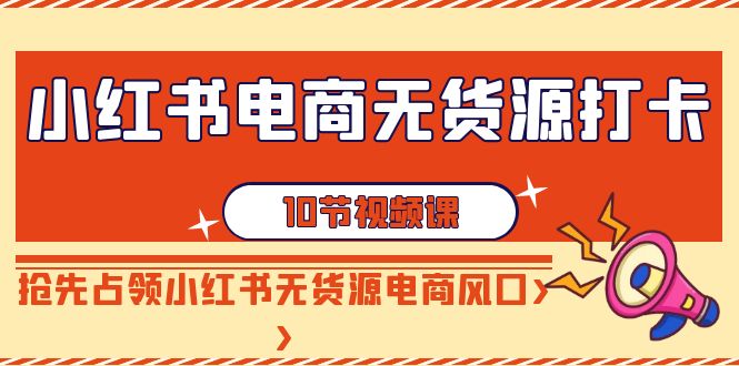 小红书电商-无货源打卡，抢先占领小红书无货源电商风口（10节课）跨境课程-外贸教程-精品网课-电商运营课库课堂