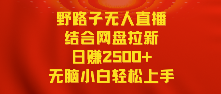 无人直播野路子结合网盘拉新，日赚2500+多平台变现，小白无脑轻松上手操作跨境课程-外贸教程-精品网课-电商运营课库课堂