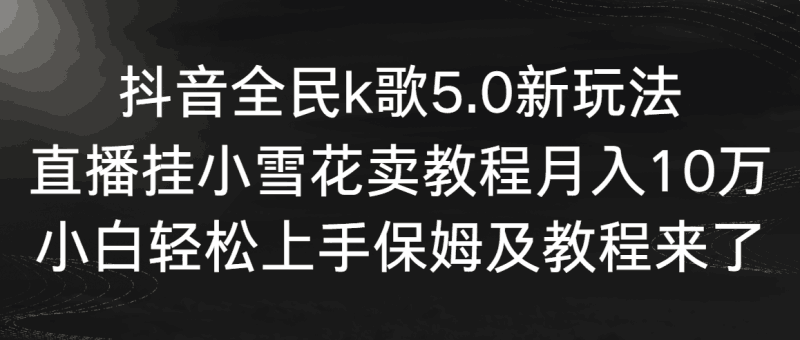 抖音全民k歌5.0新玩法,直播挂小雪花卖教程月入10万,小白轻松上手,保…跨境课程-外贸教程-精品网课-电商运营课库课堂