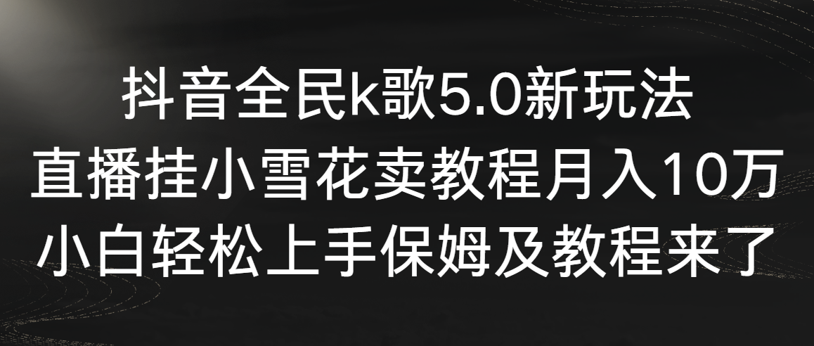 抖音全民k歌5.0新玩法，直播挂小雪花卖教程月入10万，小白轻松上手，保…跨境课程-外贸教程-精品网课-电商运营课库课堂