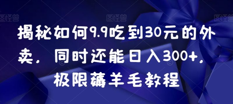 揭秘如何9.9吃到30元的外卖，同时还能日入300+，极限薅羊毛教程跨境课程-外贸教程-精品网课-电商运营课库课堂