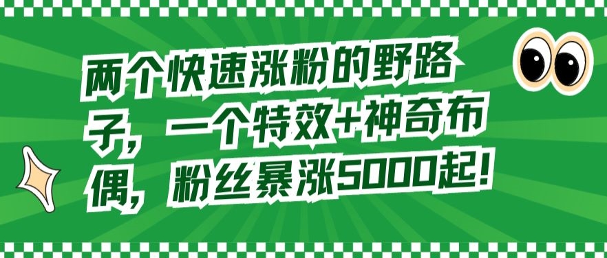 两个快速涨粉的野路子，一个特效+神奇布偶，粉丝暴涨5000起跨境课程-外贸教程-精品网课-电商运营课库课堂