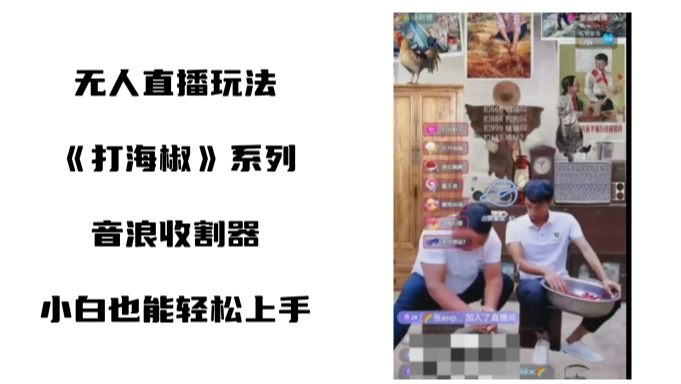 打海椒无人直播整蛊项目，小白轻松上手撸音浪收割器跨境课程-外贸教程-精品网课-电商运营课库课堂