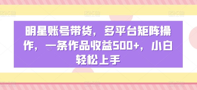 明星账号带货，多平台矩阵操作，一条作品收益500+，小白轻松上手跨境课程-外贸教程-精品网课-电商运营课库课堂