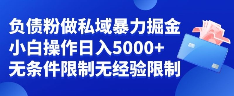 负债粉私域暴力掘金，小白操作入5000，无经验限制，无条件限制跨境课程-外贸教程-精品网课-电商运营课库课堂