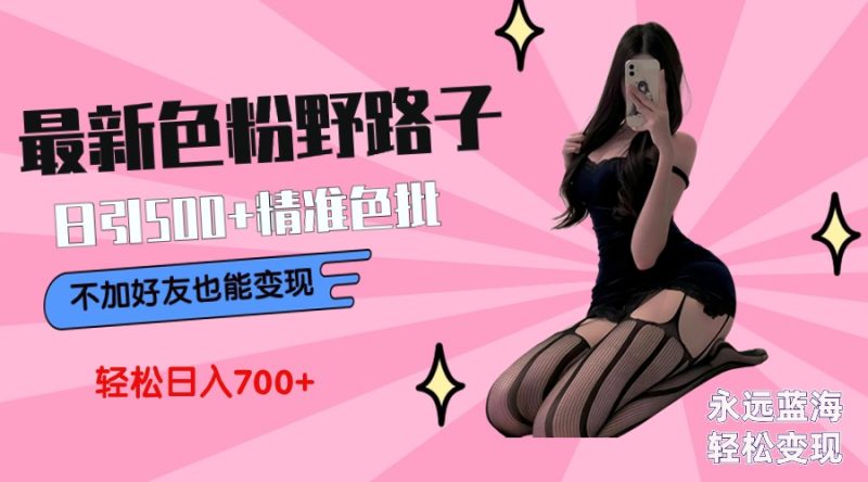 最新色粉变现野路子,日引500+老色批 可不加好友直接变现 小白轻松日入700+跨境课程-外贸教程-精品网课-电商运营课库课堂