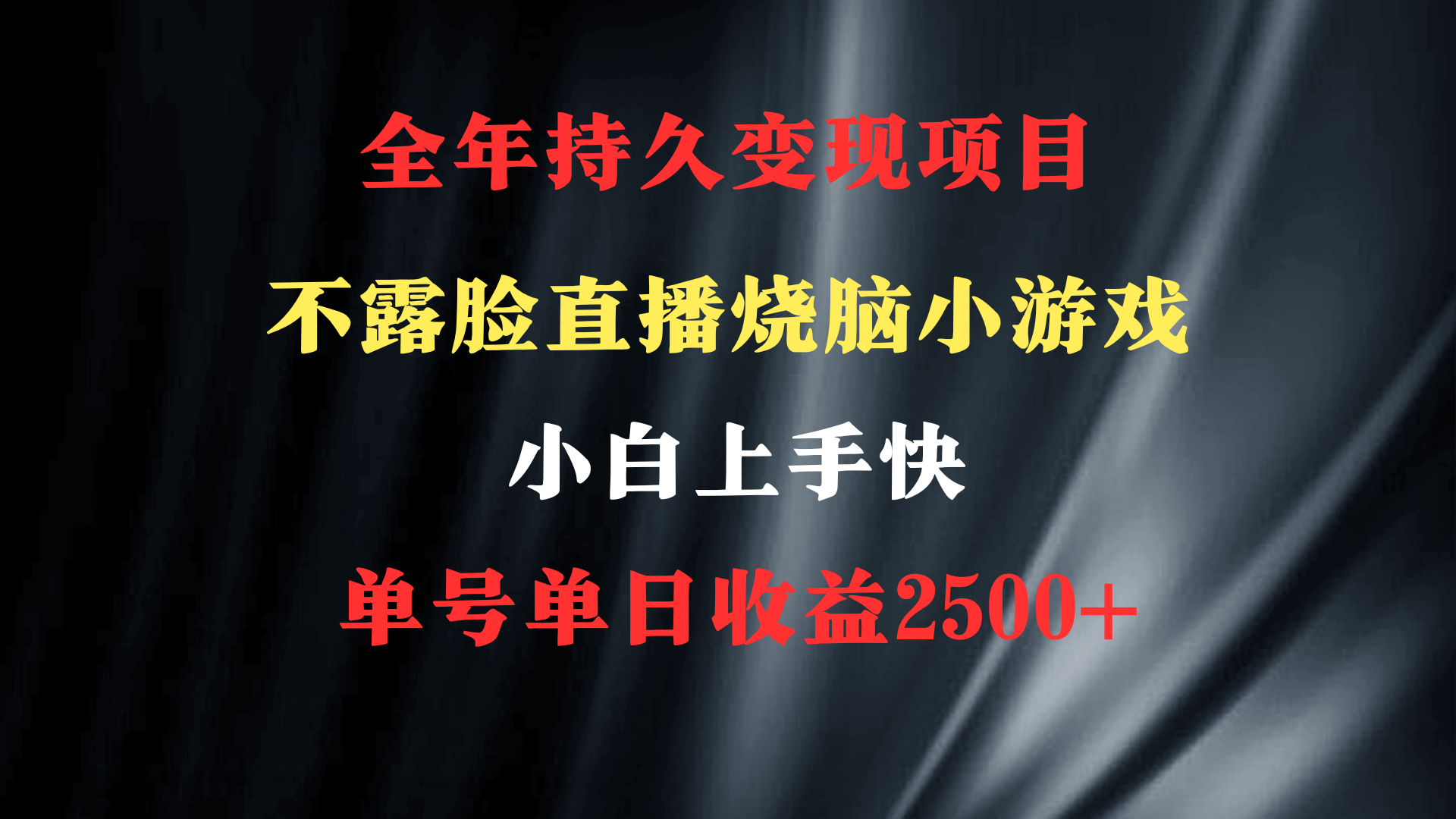 2024年 最优项目，烧脑小游戏不露脸直播  小白上手快 无门槛 一天收益2500+跨境课程-外贸教程-精品网课-电商运营课库课堂