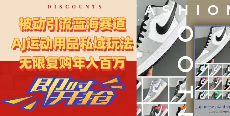 被动引流蓝海赛道，AJ运动用品私域玩法，无限复购年入百万跨境课程-外贸教程-精品网课-电商运营课库课堂