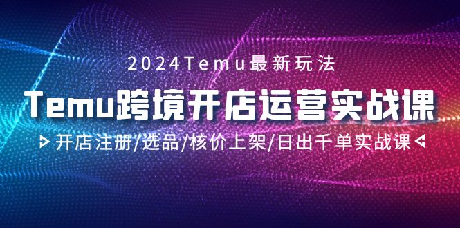 2024Temu跨境开店运营实战课，开店注册/选品/核价上架/日出千单实战课跨境课程-外贸教程-精品网课-电商运营课库课堂