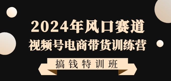 2024年风口赛道视频号电商带货训练营搞钱特训班，带领大家快速入局自媒体电商带货跨境课程-外贸教程-精品网课-电商运营课库课堂