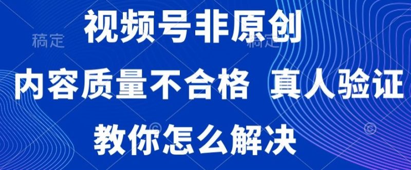 视频号非原创，内容质量不合格，真人验证，违规怎么解决跨境课程-外贸教程-精品网课-电商运营课库课堂