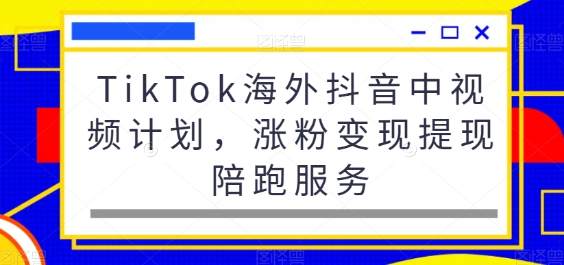 TikTok海外抖音中视频计划，涨粉变现提现陪跑服务跨境课程-外贸教程-精品网课-电商运营课库课堂