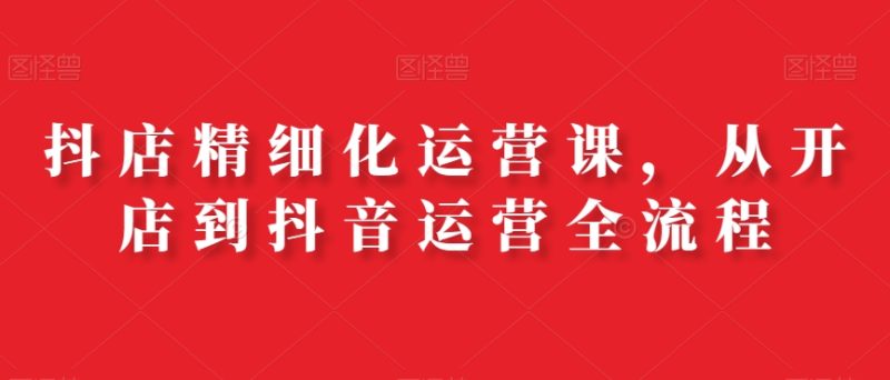 抖店精细化运营课，从开店到抖音运营全流程跨境课程-外贸教程-精品网课-电商运营课库课堂