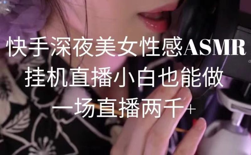 快手深夜美女性感ASMR挂机直播，小白也能做，一场直播两千+跨境课程-外贸教程-精品网课-电商运营课库课堂