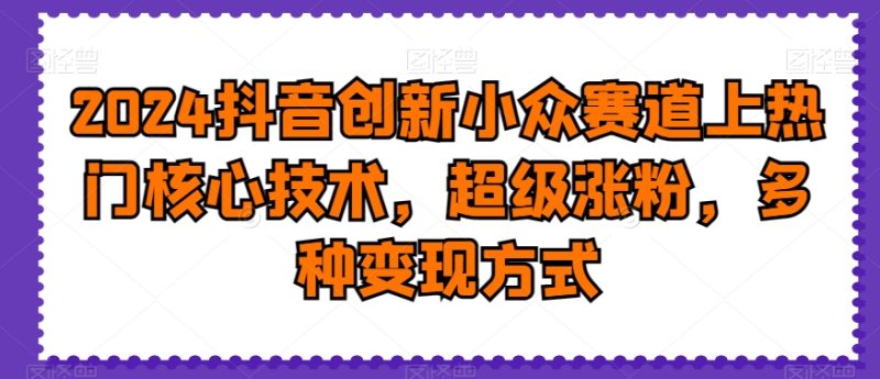 2024抖音创新小众赛道上热门核心技术，超级涨粉，多种变现方式跨境课程-外贸教程-精品网课-电商运营课库课堂