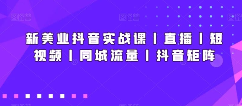 新美业抖音实战课丨直播丨短视频丨同城流量丨抖音矩阵跨境课程-外贸教程-精品网课-电商运营课库课堂