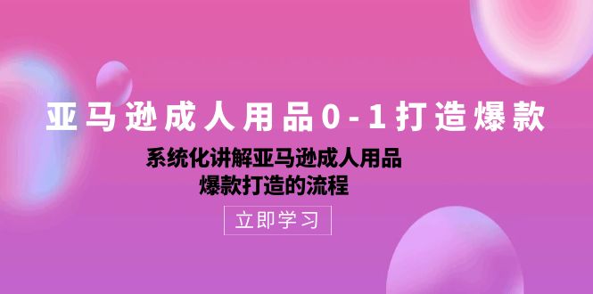亚马逊成人用品0-1打造爆款：系统化讲解亚马逊成人用品爆款打造的流程跨境课程-外贸教程-精品网课-电商运营课库课堂