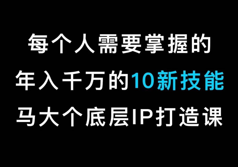 马大个的IP底层逻辑课，​每个人需要掌握的年入千万的10新技能，约会底层IP打造方法！跨境课程-外贸教程-精品网课-电商运营课库课堂